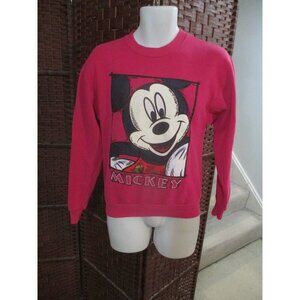 Vintage Mickey Mouse Sweatshirt Adult Small Pink Big Print 80s 90s Made In USA